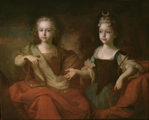 Tsarevics Péter Alekszejevics és Tsarevna Nathalie Alekseevna mint Apolló és Diana, 1722 körül